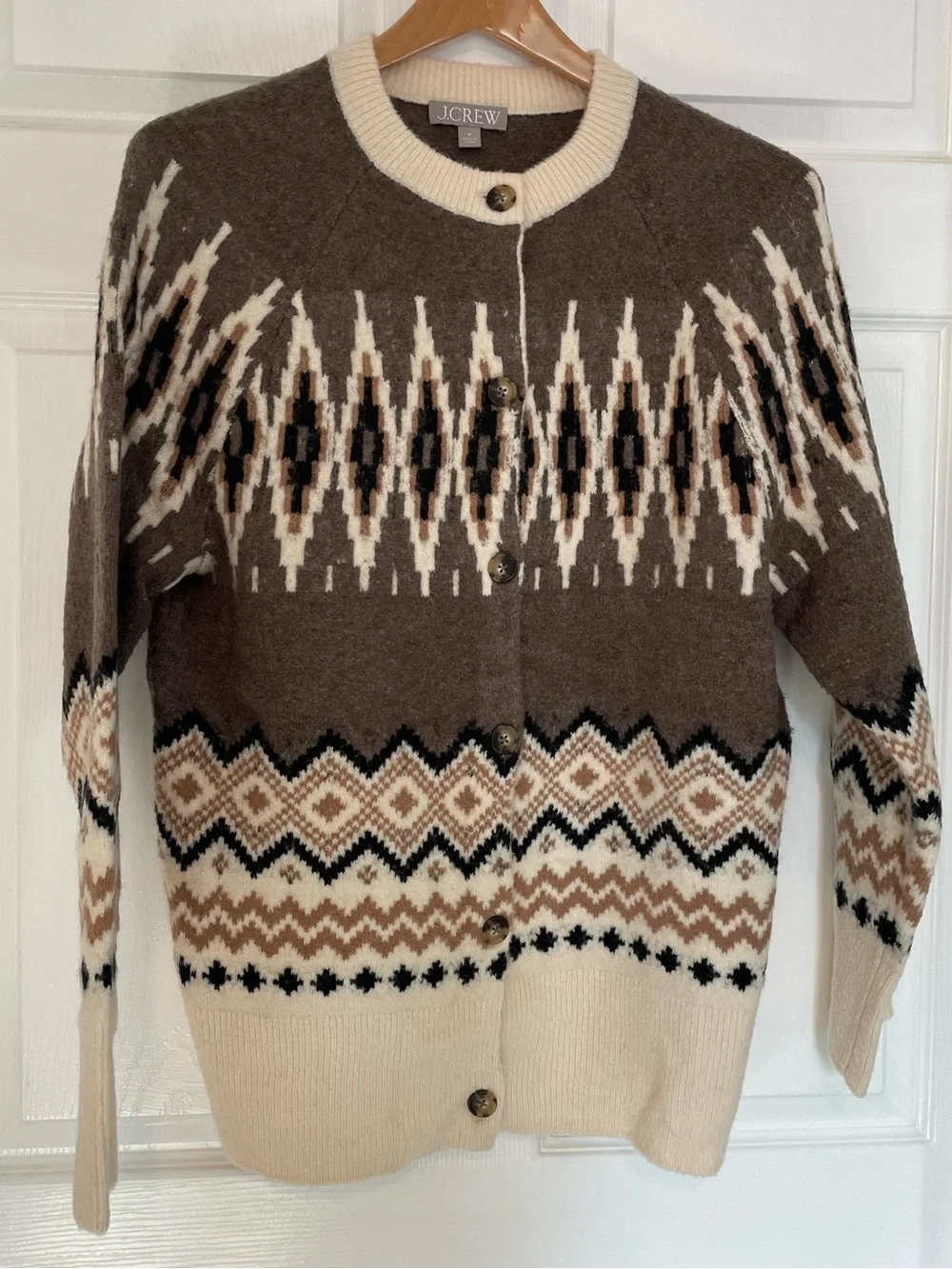 J. Crew Fair Isle Merino Blend Cardigan Sweater